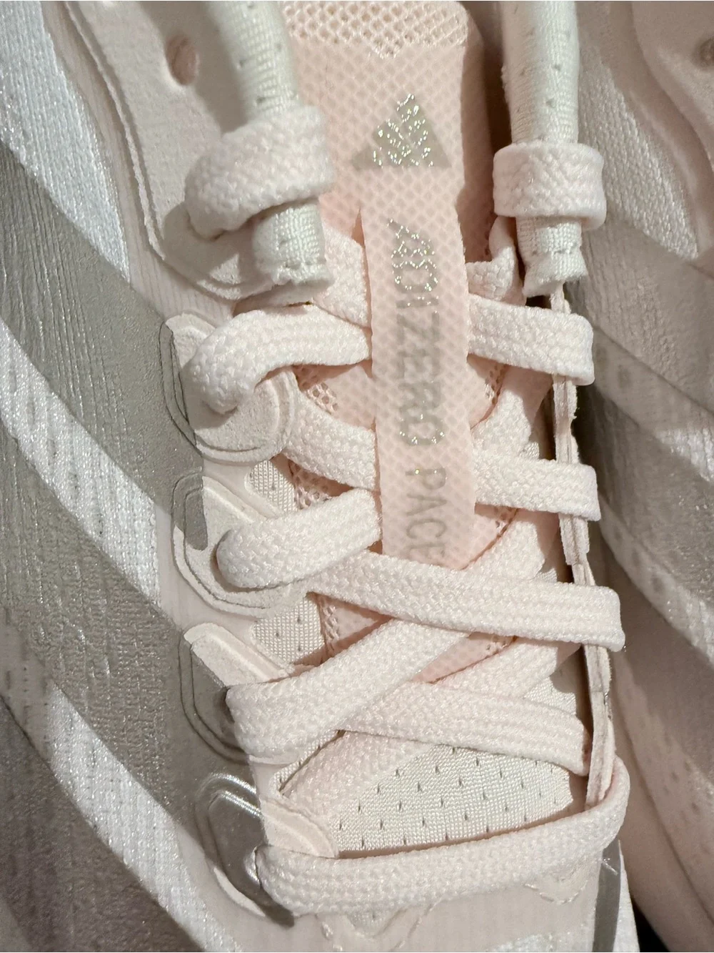 adidas Adizero pacer  Shoes in Pale Pink with Metallic Silver Stripes